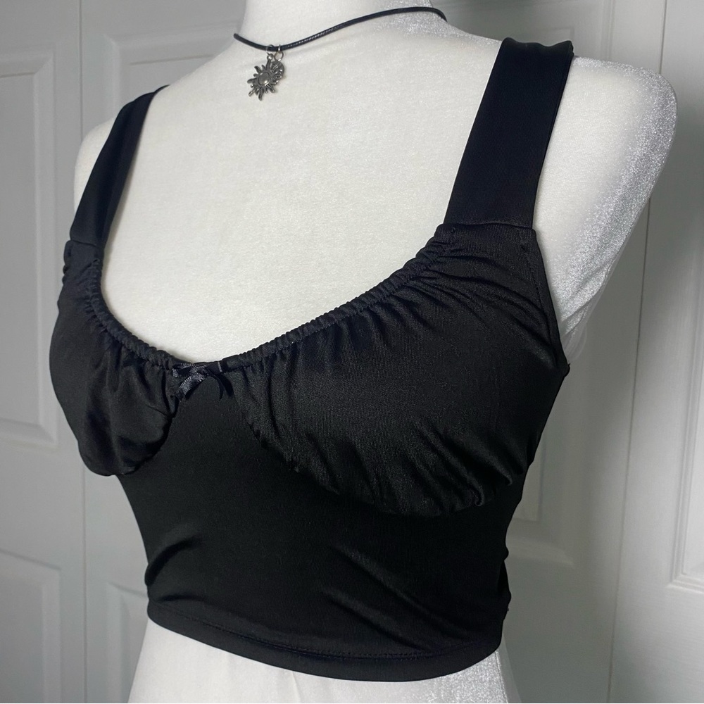 Divided Charcoal Cropped Top